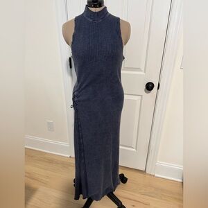 Free People FP One Natasha Thermal Waffle Dress in Navy Sleeveless‎ High Neck M